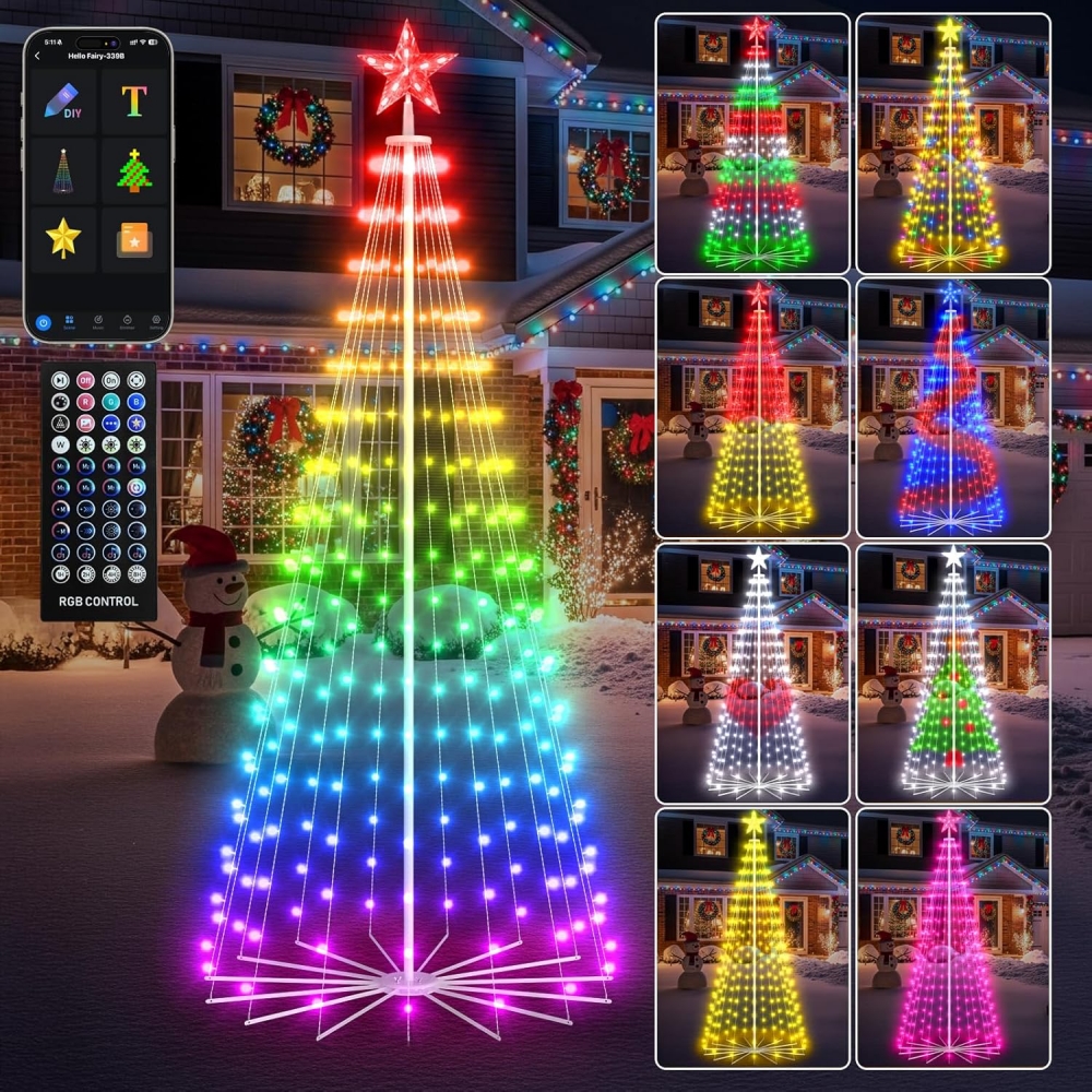Christmas Cone Tree with Leds-Iron Base