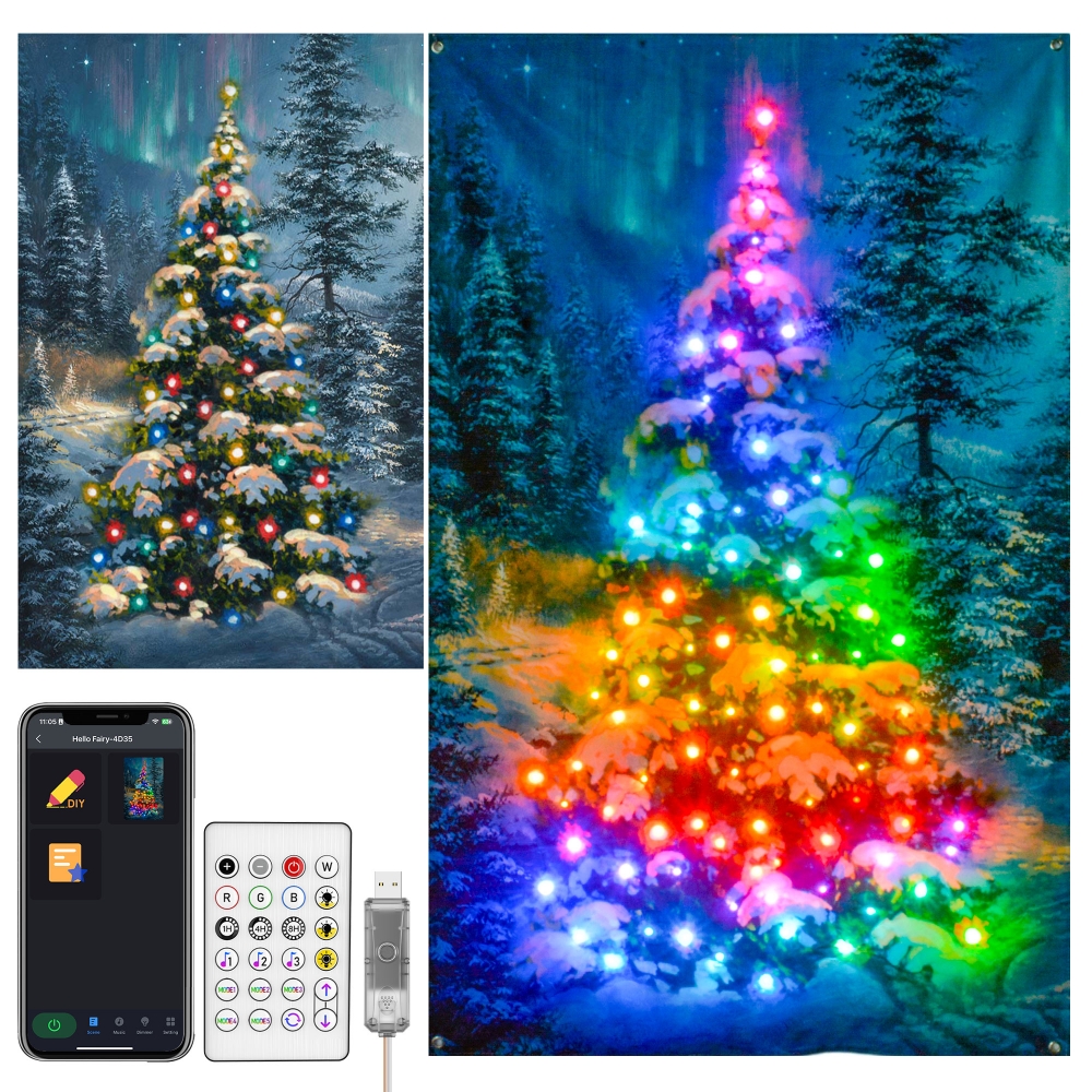 LED Wall Art with Christmas Tree