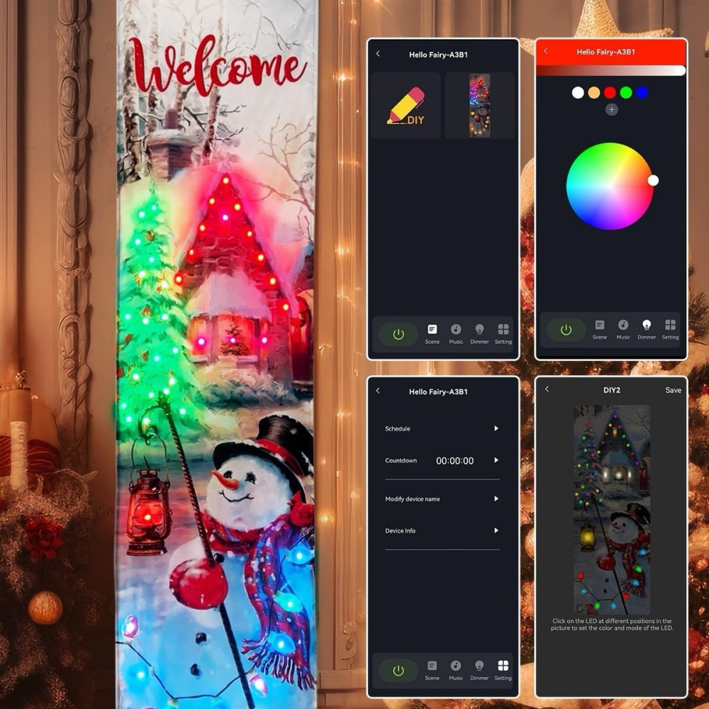 LED Wall Art with Christmas Snowman