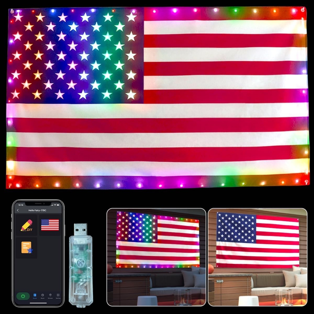 Smart Lighted American Flag