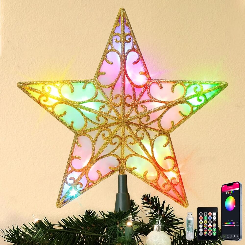 Christmas Star Tree Topper Lights-3