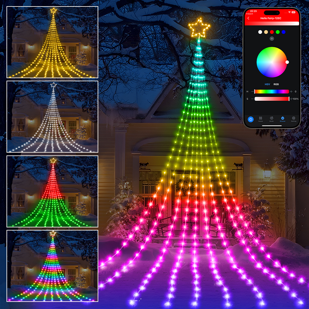 Waterfall String Lights-up and down